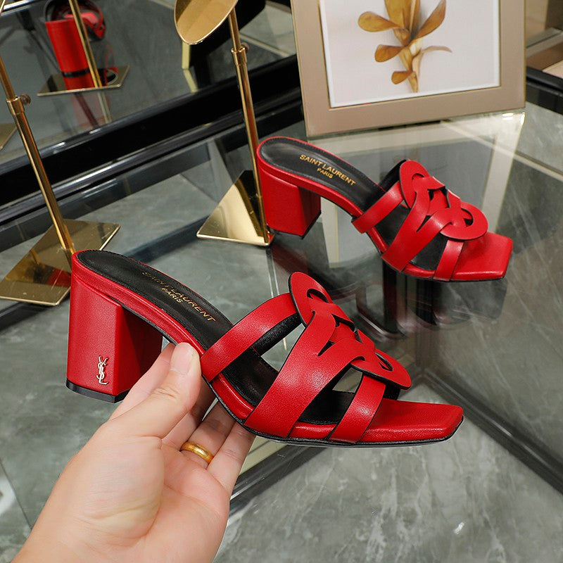 Saint Laurent YSL Women Fashion Slipper Shoes High Heel 6.5cm 07
