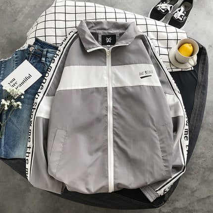 Hip Hop Spring Jackets Men Windbreaker Patchwork Autumn Loose Casual Jacket Couple Thin Jacket Loose