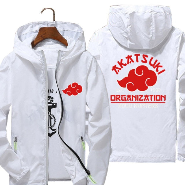 Anime Akatsuki Thin Reflective Sunscreen Windbreaker Skin Coat Zipper Men Hooded Jacket Cycling Camp