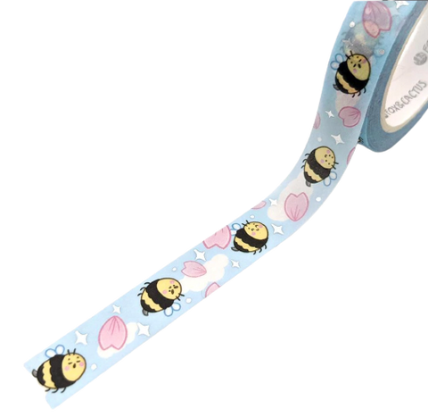 Silver Foil Spring Bee Washi Tape by Fox and Cactus, $5.50