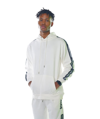 Bright white terry hoodie