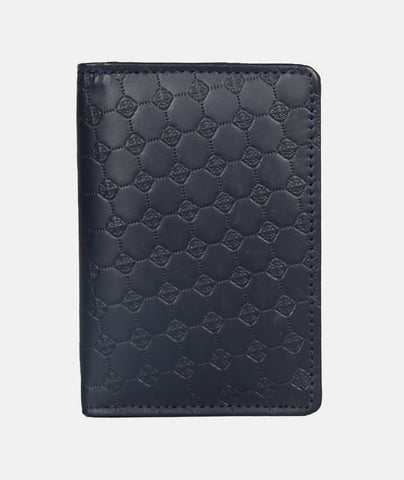 Embossed Navy Blue Short Card Holder