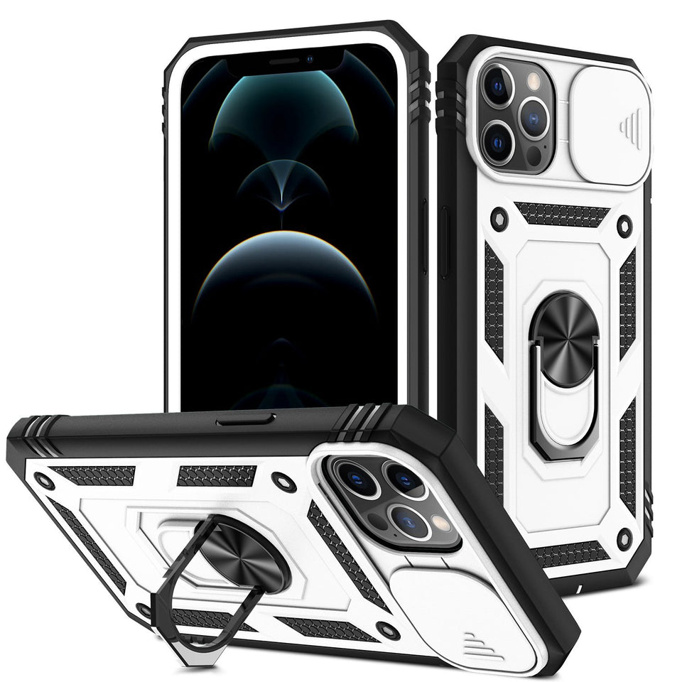 3 In 1 Camera Protection Hard Case With Ring For iPhone 12 Series