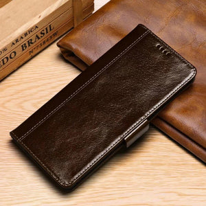 Luxury Oil Wax Pattern Leather Wallet Phone Case for iPhone