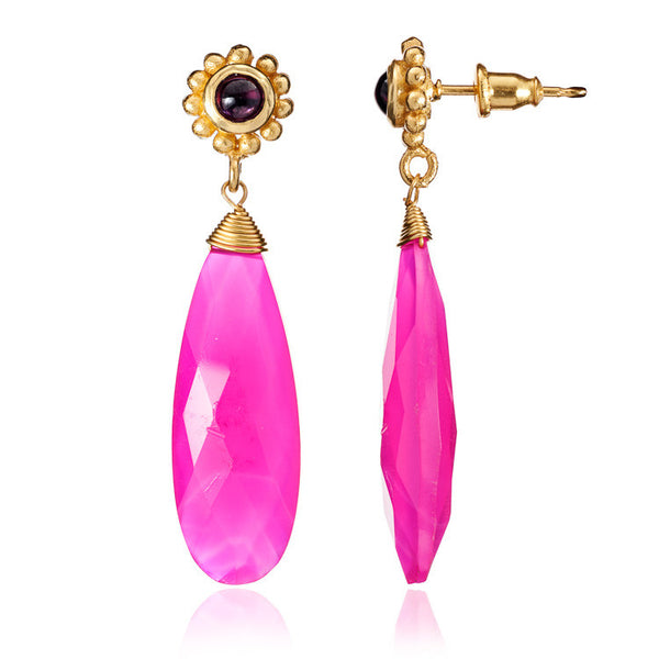 Azuni | Fuschia Chalcedony & Garnet Earrings | Indigo Blue Trading