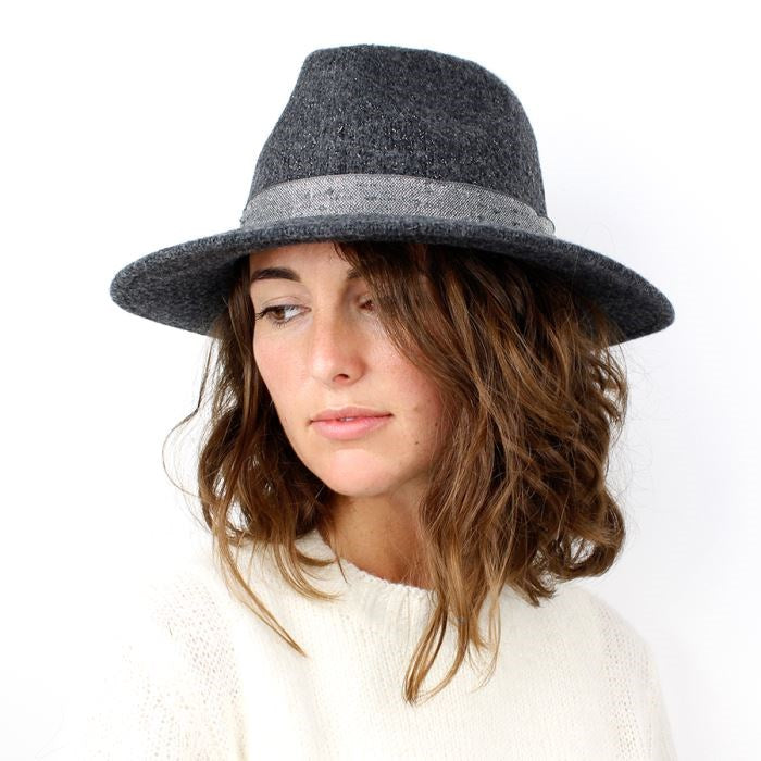 POM | Grey Sparkle Fedora Hat | Indigo Blue Trading