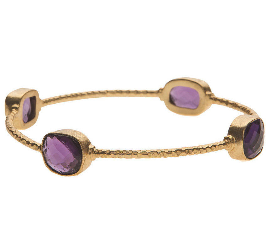 Chunky Amethyst Stone Bangle - Indigo Blue Trading