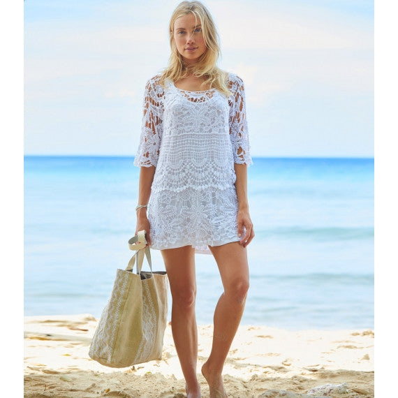 Aspiga | White Aruba Jute Beach Bag | Indigo Blue Trading
