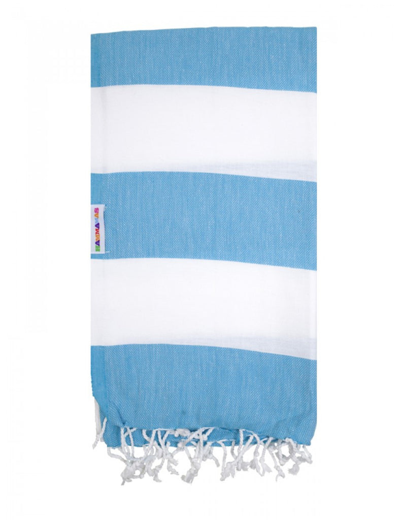 Indigo Blue Trading | Aqua/White Hammamas Cotton Towel