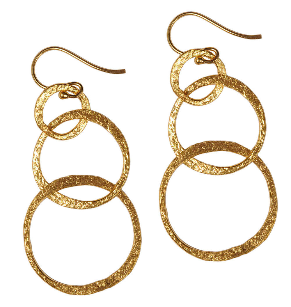 Gold or Silver Plated Triple Loop Earrings - Indigo Blue Trading