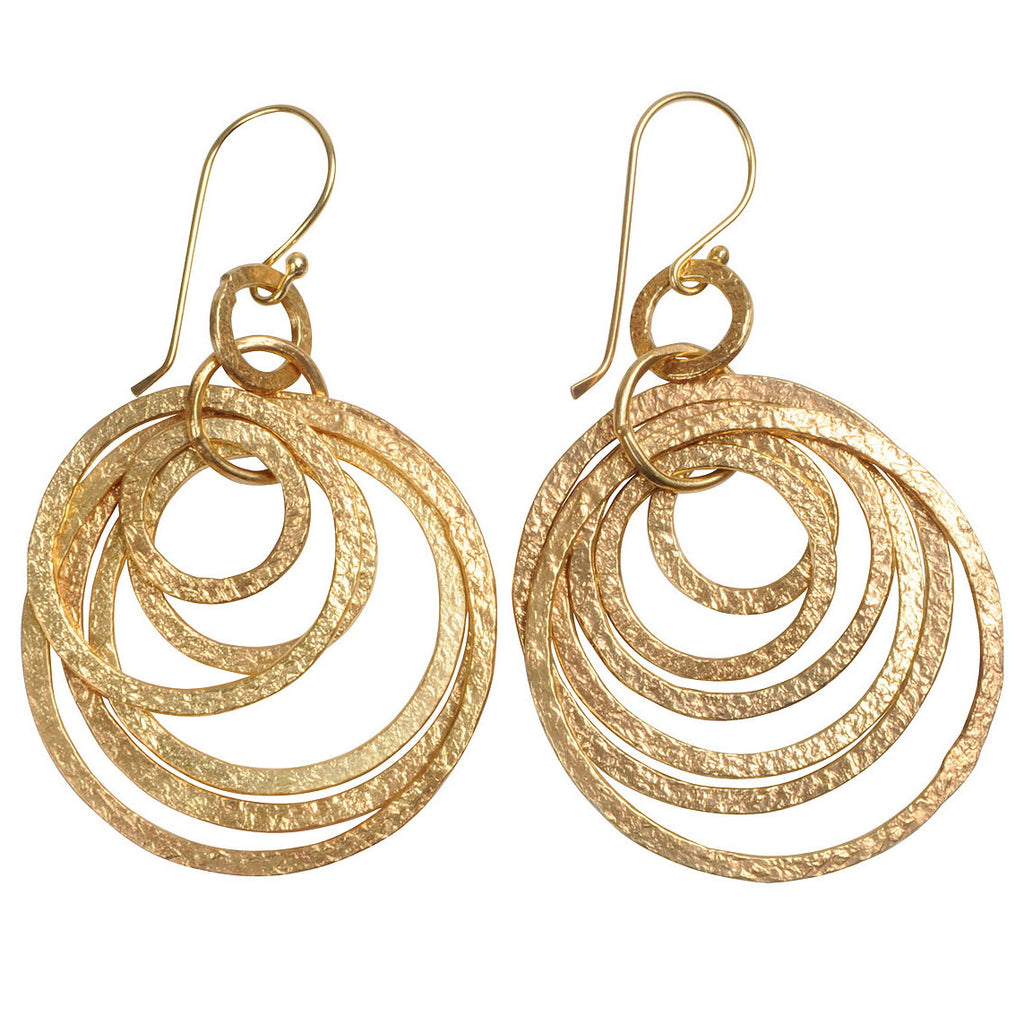 Textured Gold Plated Multi Hoop Earrings - Indigo Blue Trading