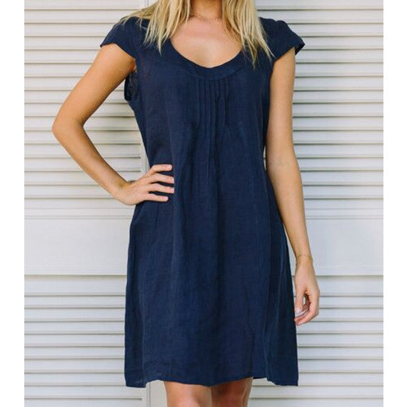 Aspiga | Navy Blue Paris Linen Dress | Indigo Blue Trading