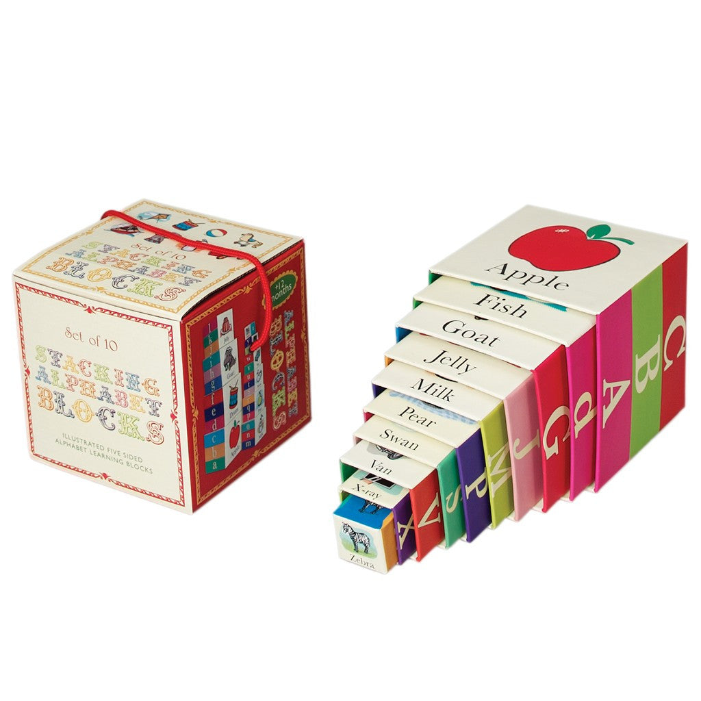 Set of 10 Alphabet Stacking Blocks Indigo Blue Trading