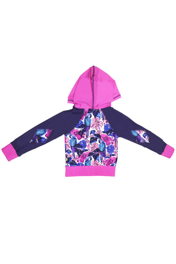 Birds of Paradise Hooded Zip-up Rash Guard, purple – Floatimini