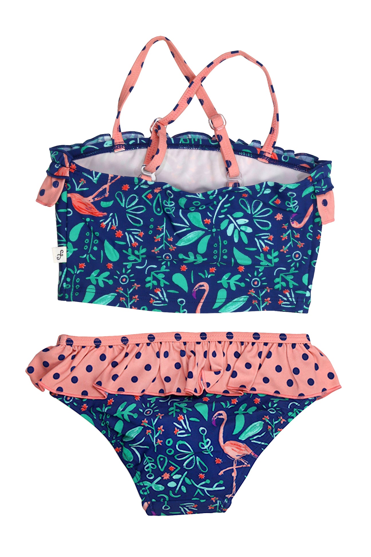 Botanical Flamingo Bandeau Tankini Set, navy – Floatimini