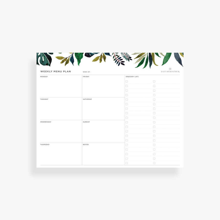 Weekly Menu Planner Pad | Bali Pattern | Day Designer