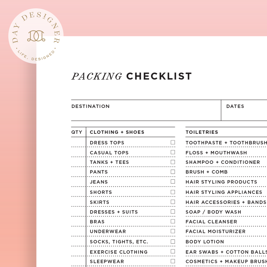 packing checklist
