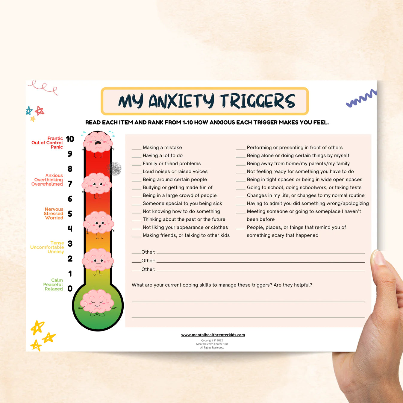 Anxiety Triggers Worksheet