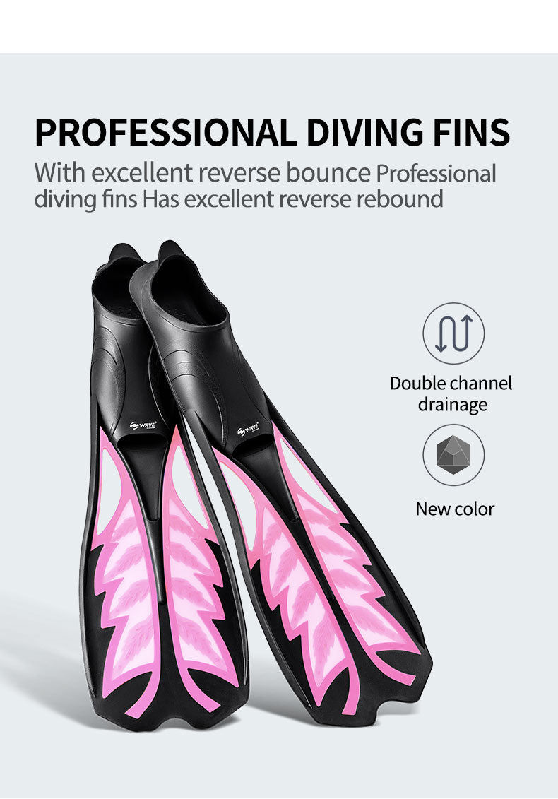 Wave Pink Diving Scuba Mask Fins Snorkeling Combo Set Dry Top Snorkel