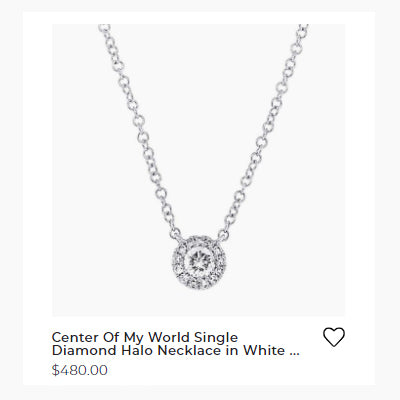 Center Of My World Single Diamond Halo Necklace in White Gold