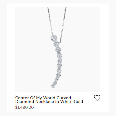 Center Of My World Curved Diamond Necklace in White Gold
