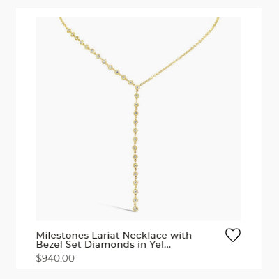 Milestones Lariat Necklace with Bezel Set Diamonds in Yellow Gold
