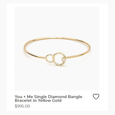 You + Me Single Diamond Bangle Bracelet in Yellow Gold