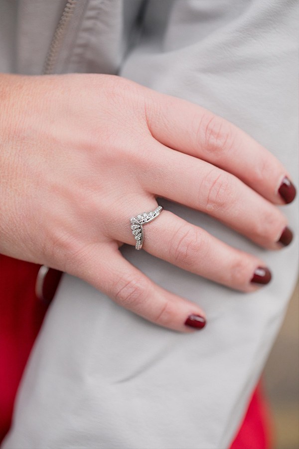 Jenny wearing Hayley Paige by HOF Behati Silhouette Power Diamond Band in White Gold