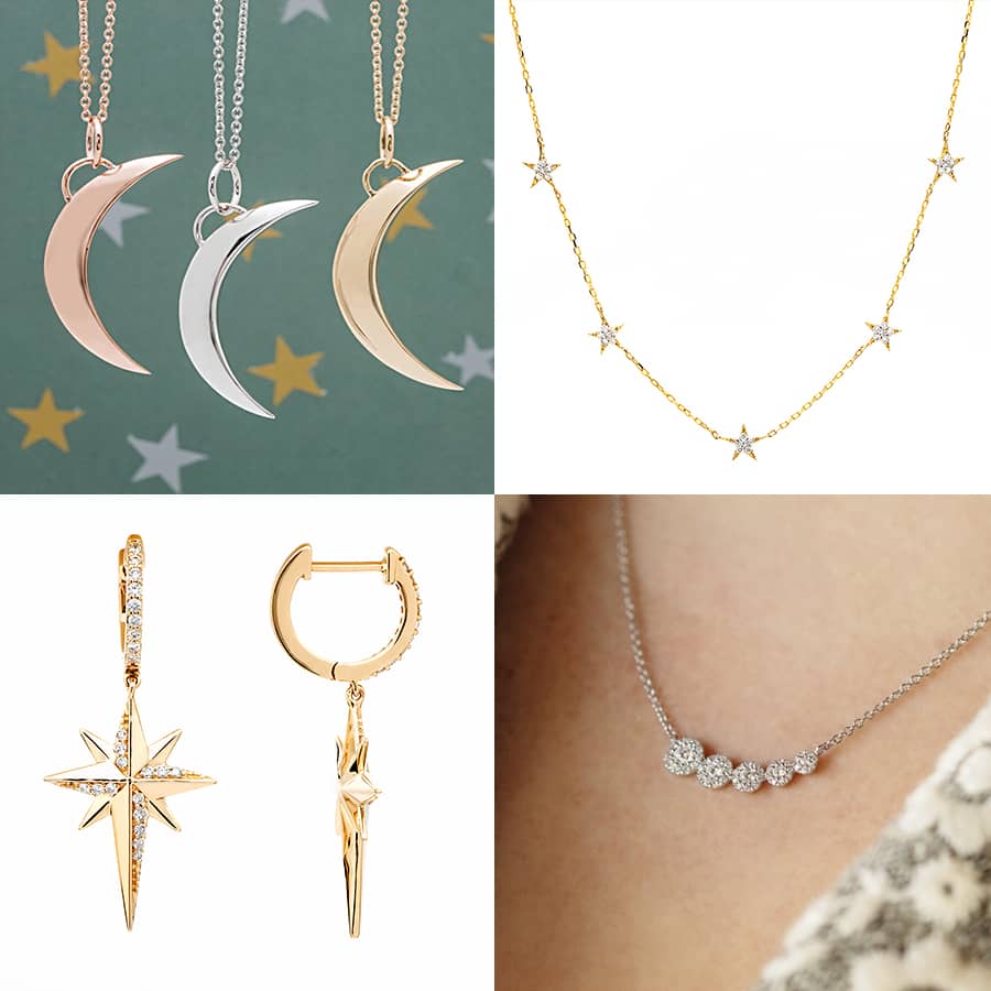 Various Moon & Star Shaped Necklaces