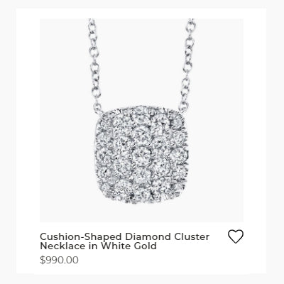 Bremer-Jewelry-2020-Valentines-Day-Gift-Guide-cushion-shaped-diamond-cluster-necklace-in-white-gold