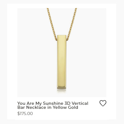 Bremer-Jewelry-2020-Valentines-Day-Gift-Guide-you-are-my-sunshine-3d-vertical-bar-necklace-in-yellow-gold