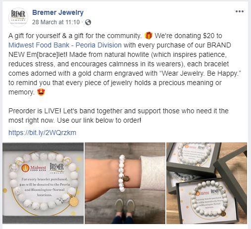 Screenshot of Facebook post promoting the embracelet