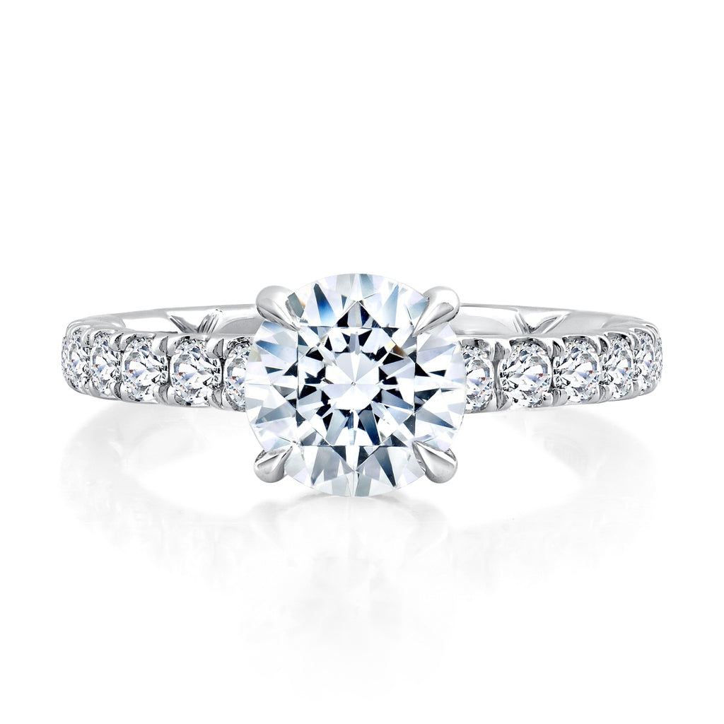 A. JAFFE Round Side Stone Diamond Engagement Ring Setting in 14K White Gold  (0.93ctw) – Bremer Jewelry