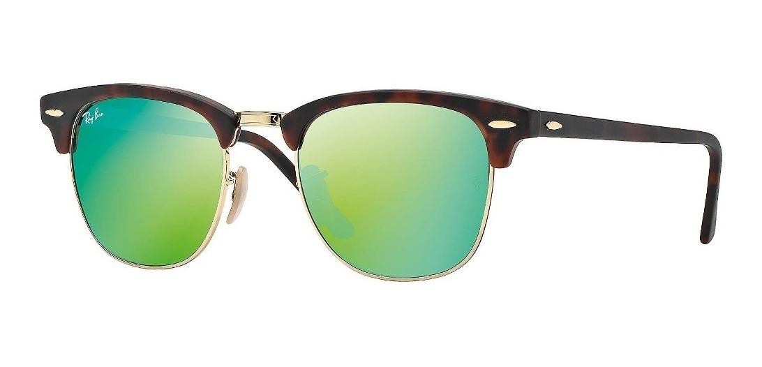 Ray Ban Rb3016 114519 Clubmaster Verde Espejo Carey Matte - sunniesmx