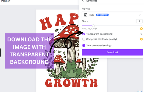 snapshot showing how to download transparent design in canva