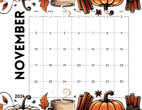 Pumpkin Spice November 2024 Calendar