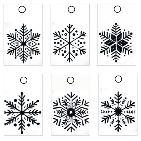 the simple and adorable Minimalist Snowflakes Christmas Tags, featuring unique snowflake patterns in a modern, clean, and minimalist style.