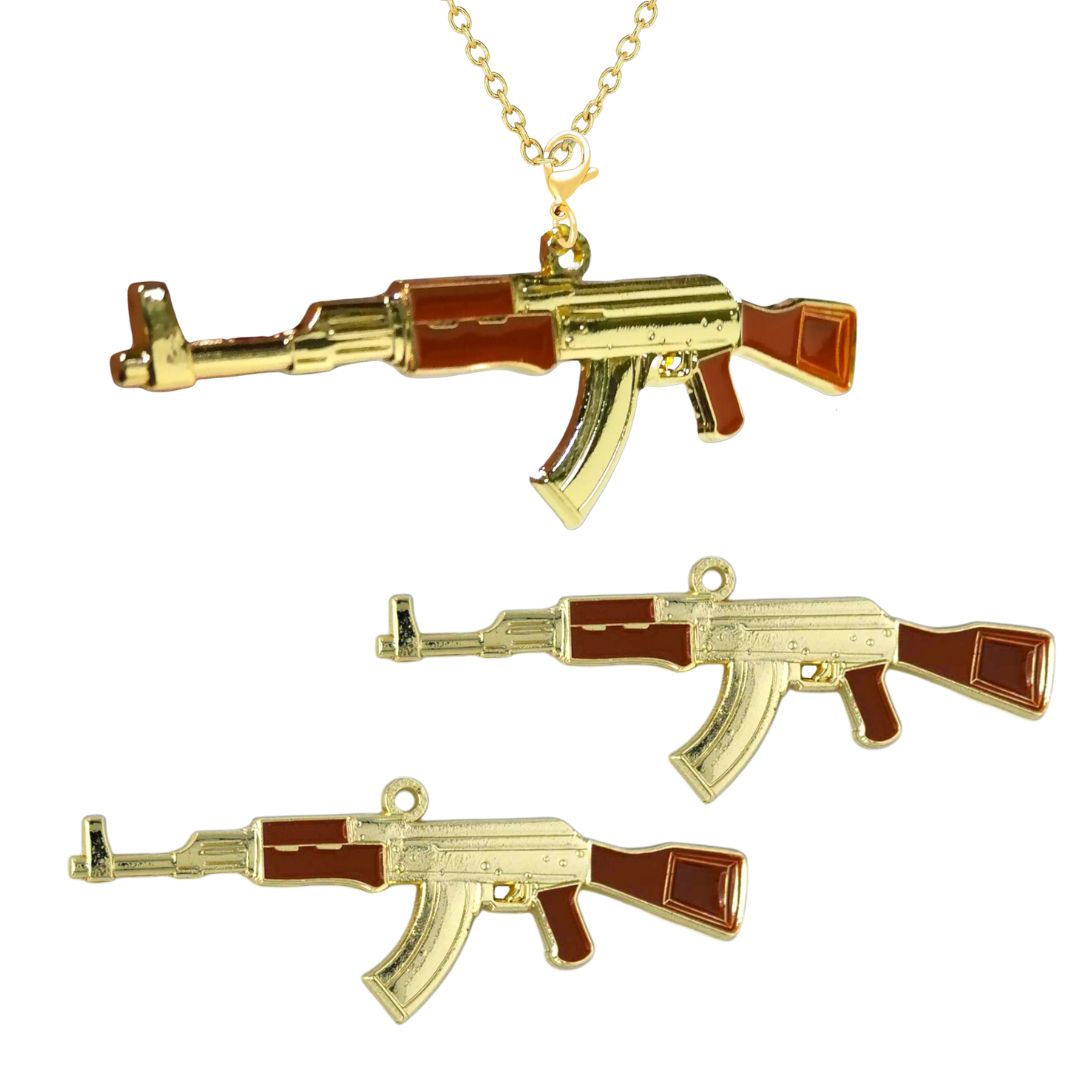 HEYu jewelry Fashion Hip-Hop Gold Necklace ICED AK-47 Rifle Shape Army  Style Gun Pendent Necklace For Men Women | Amazon.com