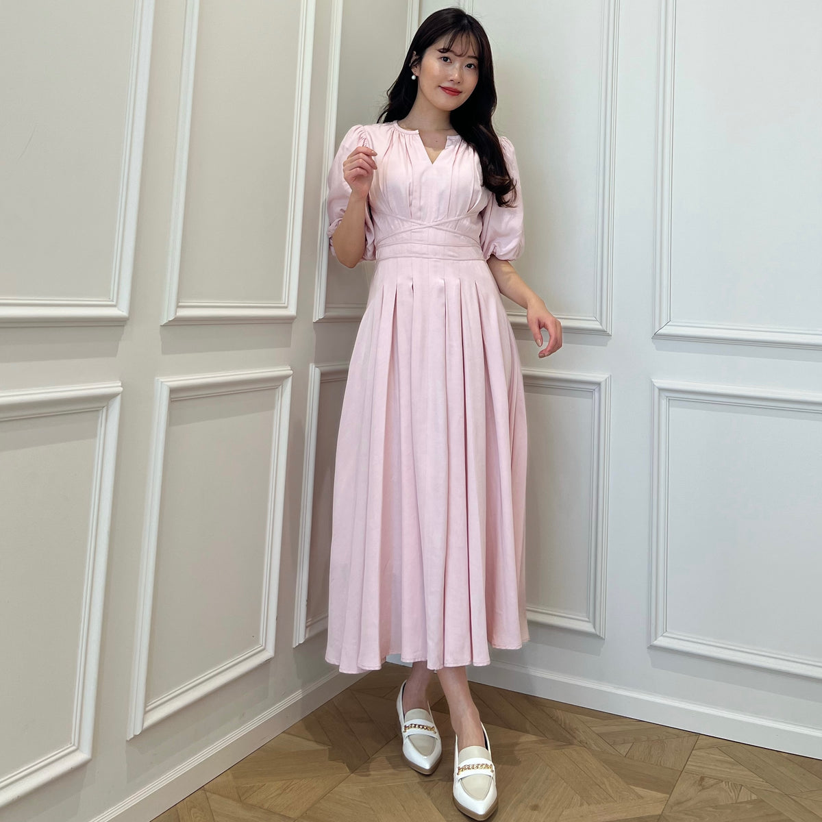 くすみ水色 herlipto Fountain Lace Up Bow Dress - crumiller.com