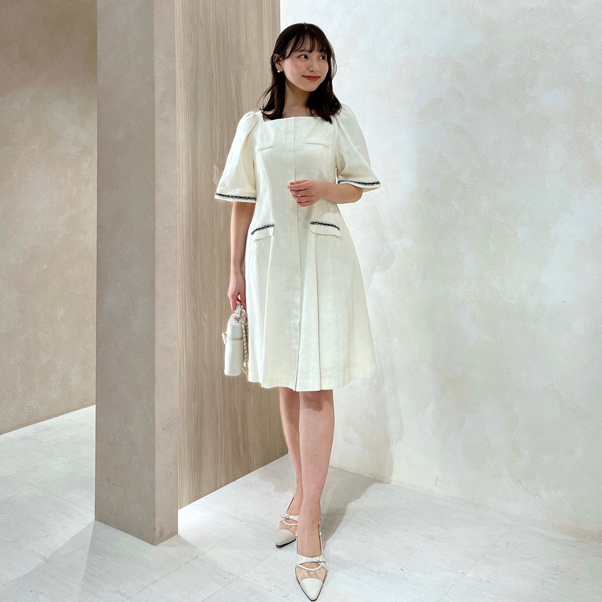 herlipto Canal Tweed Mini Dress white S-