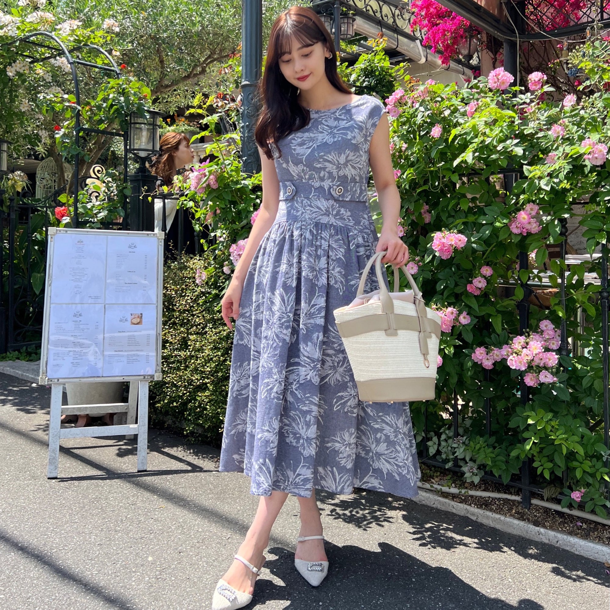 herlipto Floral Jacquard Ruched dress - ロングワンピース