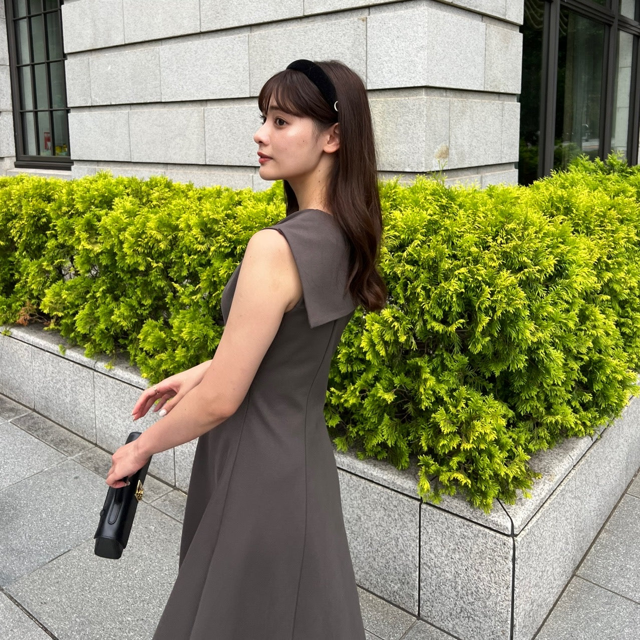 Herlipto front Lace-up midi dress ワンピースワンピース