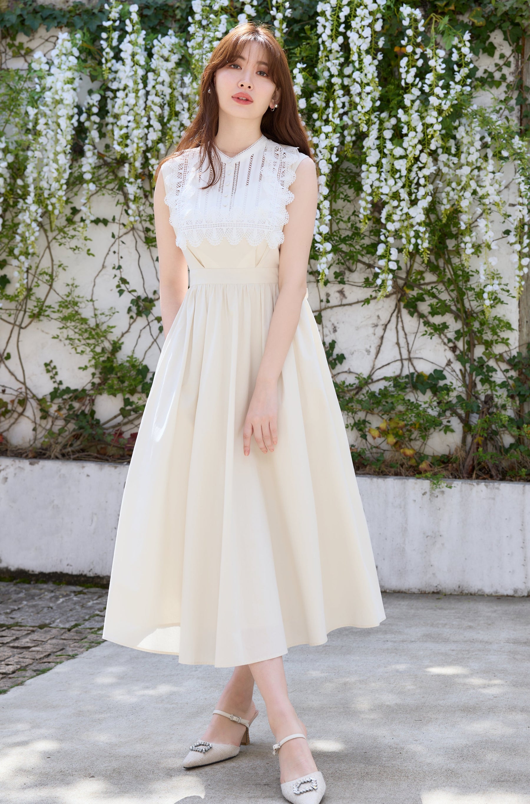 Herlipto Grace Cotton-Blend Long Dress ロングワンピース