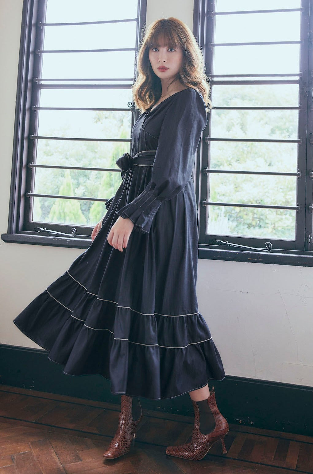 herlipto Signs of Autumn Belted Dressデニムワンピース