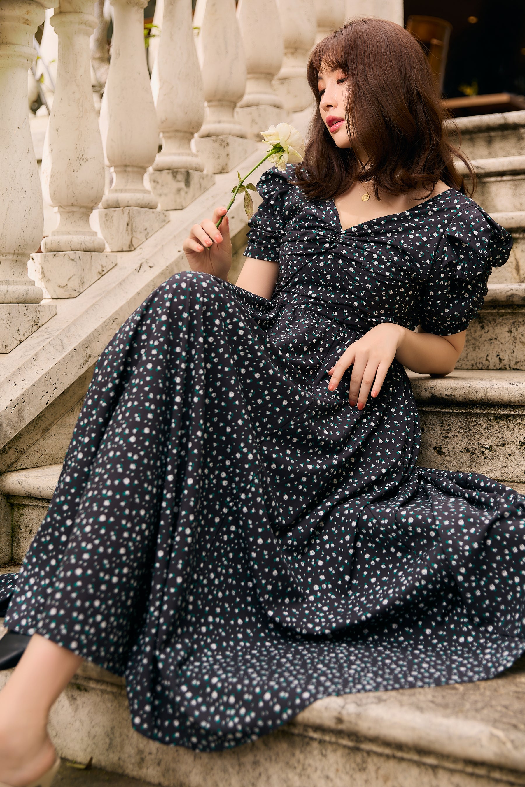 Herlipto Orangerie Dot Long Dress - starrvybzonline.com