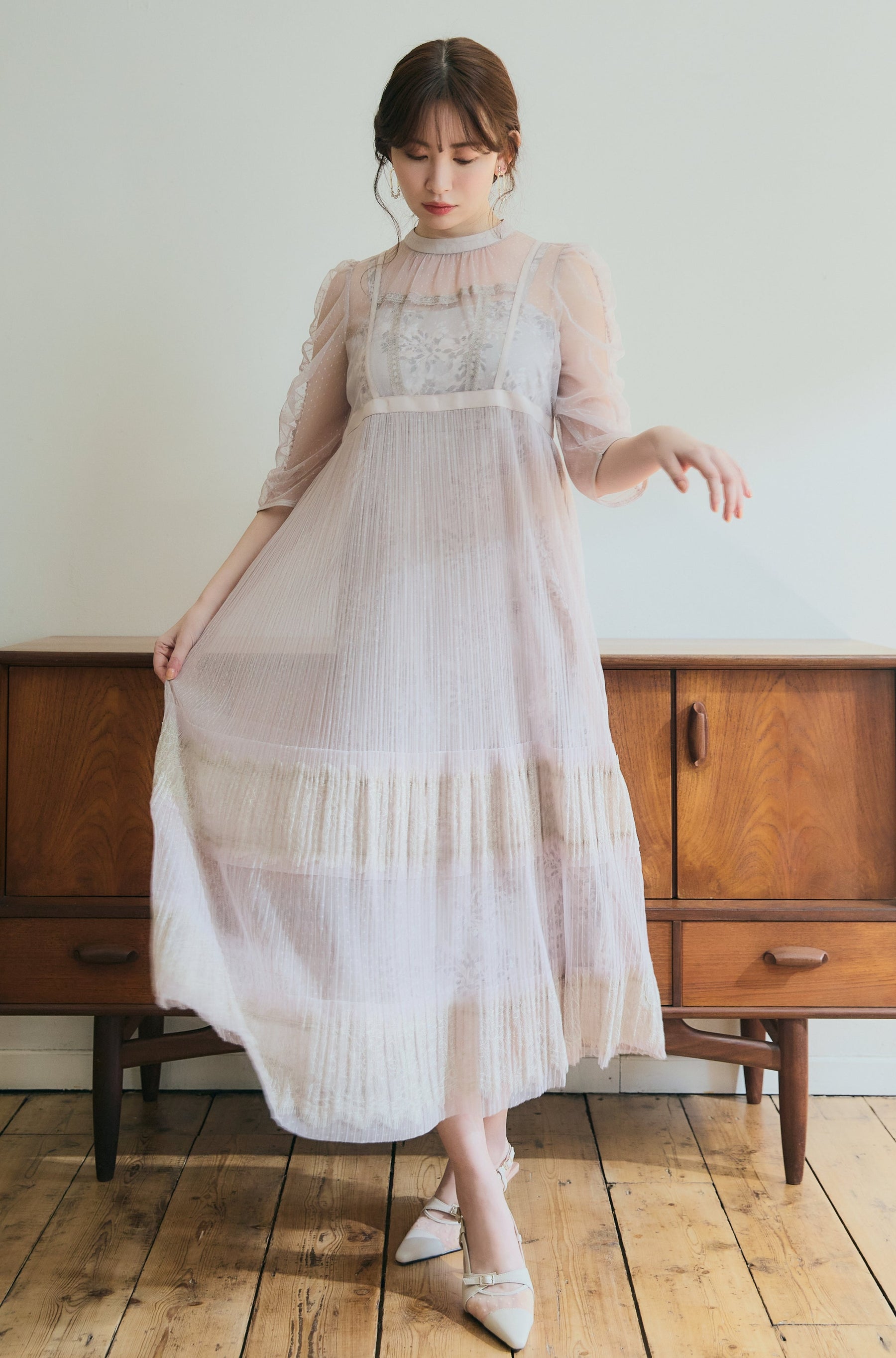 Floral Lace Tule Sheer Dress