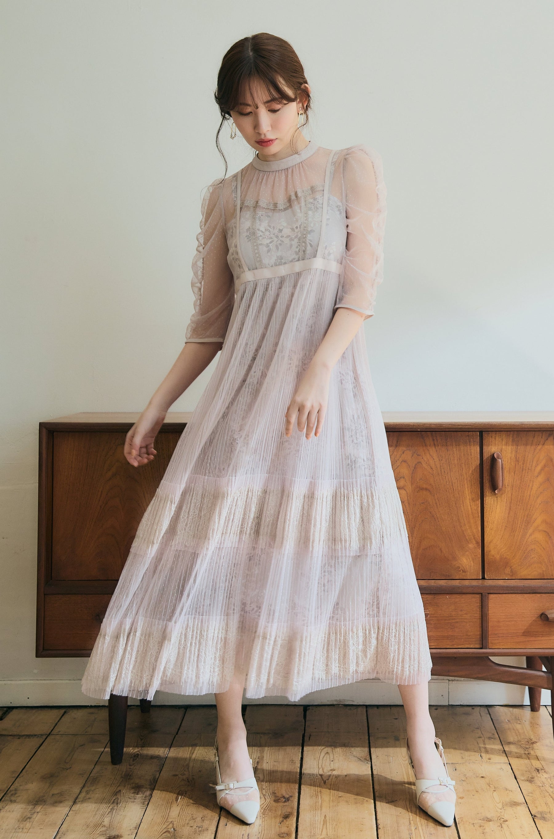 Her lip to Floral Lace Tule Sheer Dress | eclipseseal.com