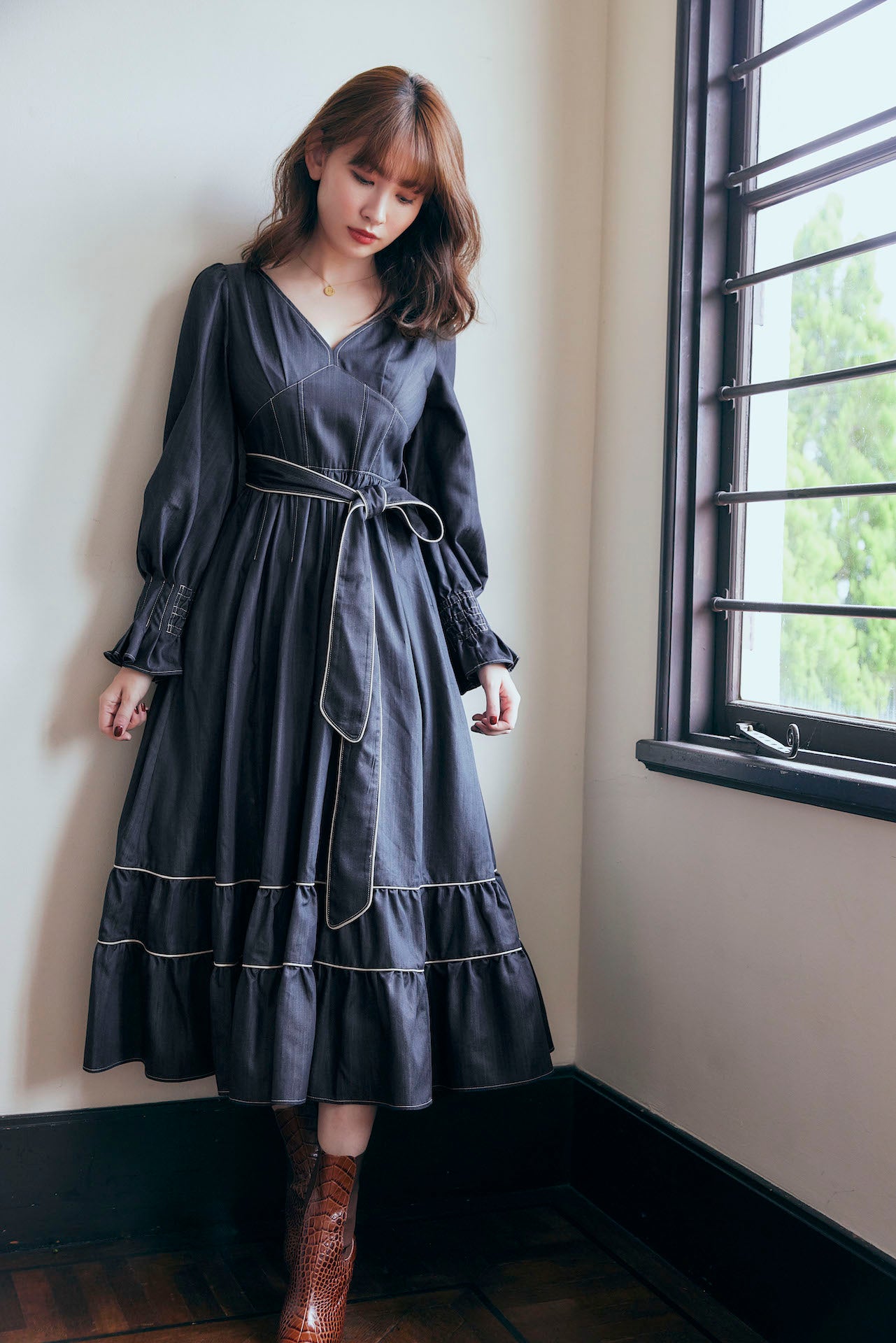 herlipto Signs of Autumn Belted Dressデニムワンピース