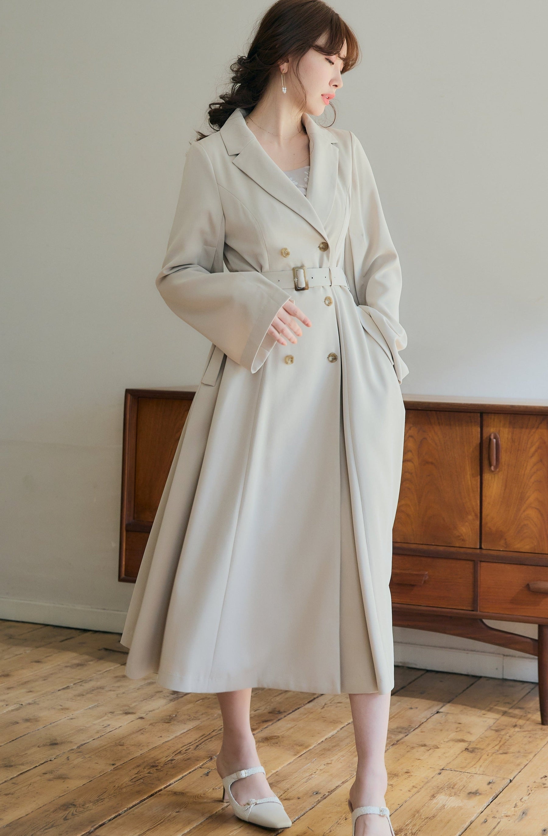 Classic Open Sleeve Dress Coat-