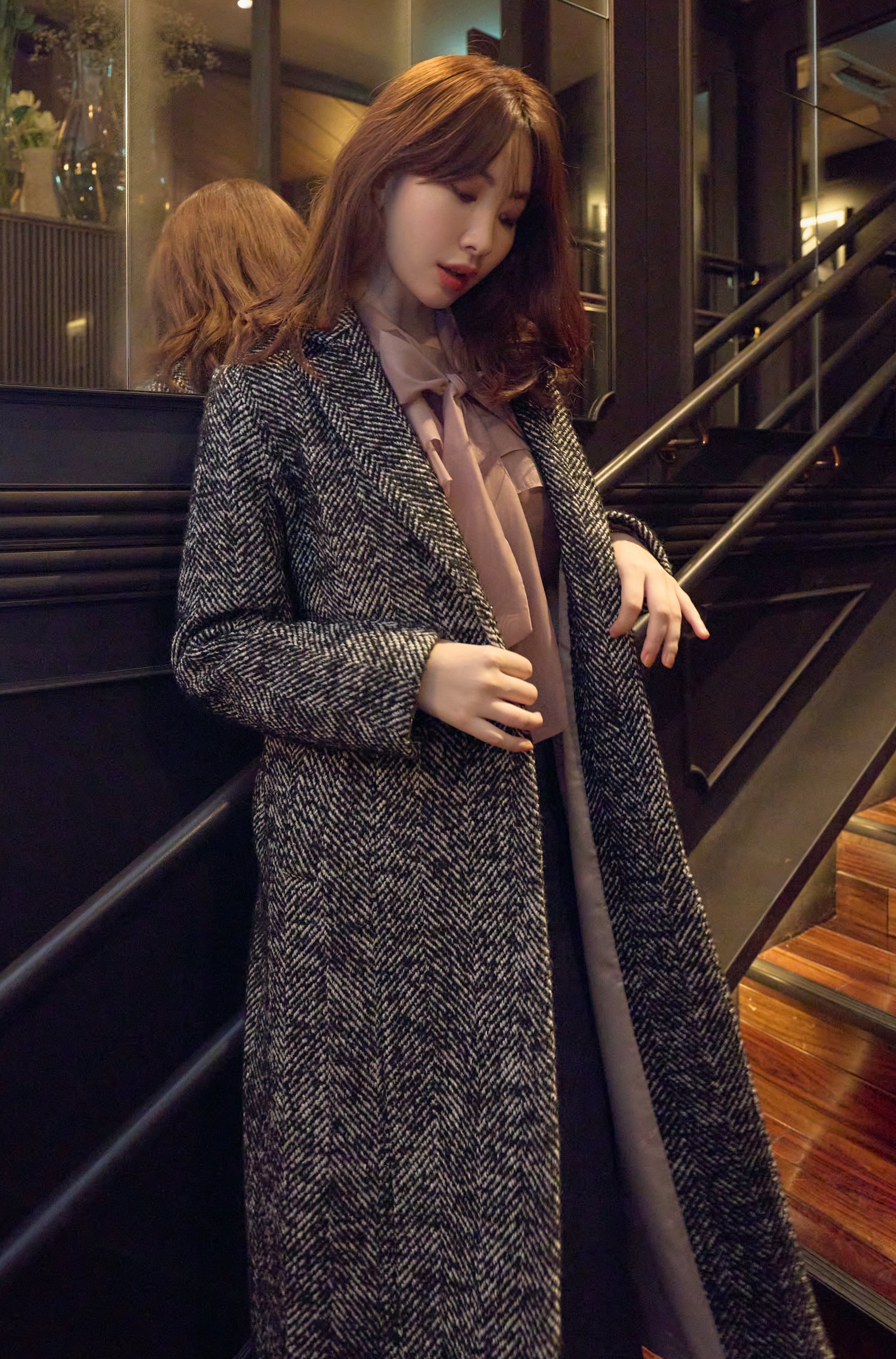 ライトブラウン/ブラック 【Herlipto】Mademoiselle 2Way Long Coat